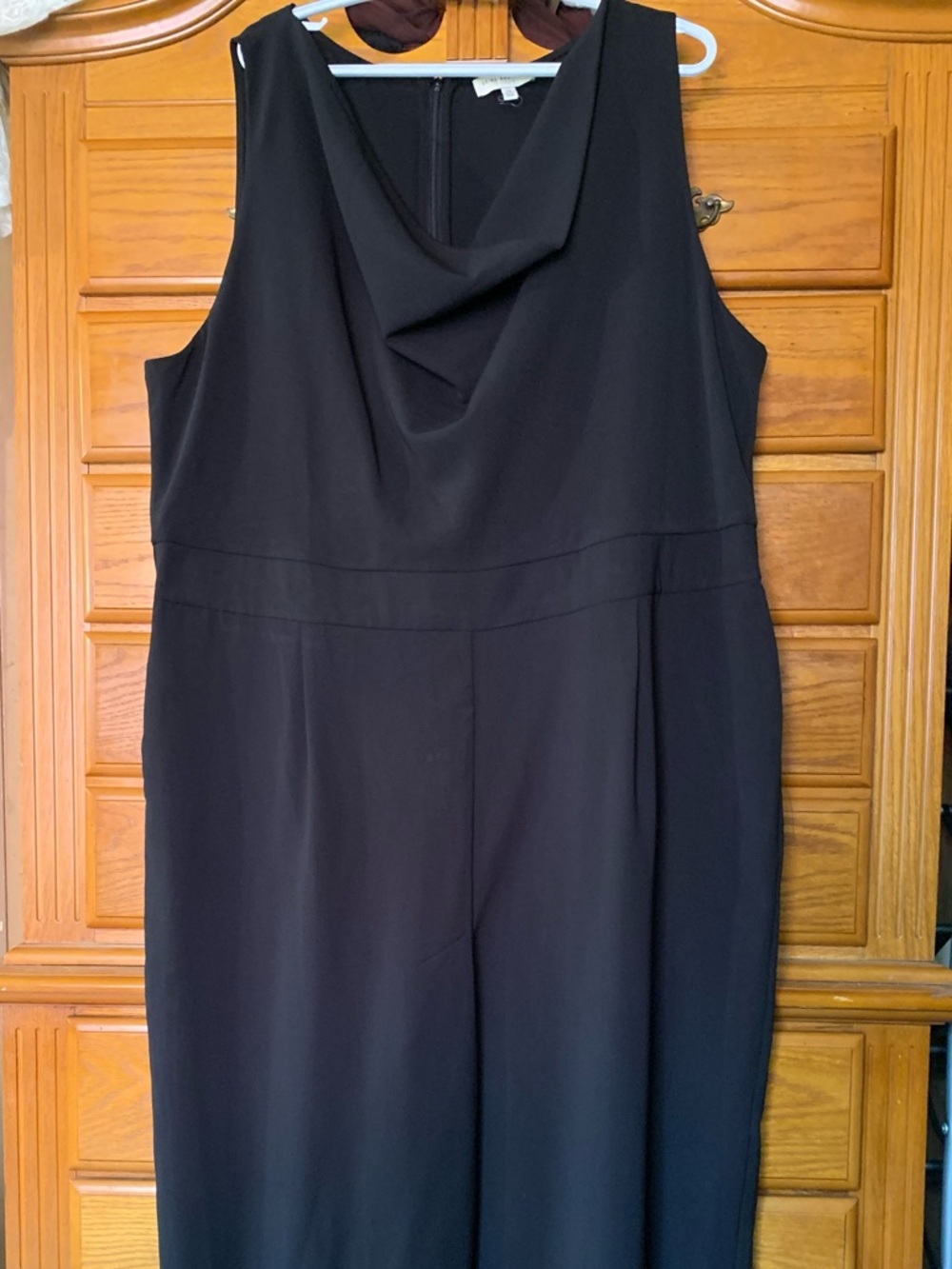 Skies Are Blue Curvy 3X Sleeveless Black Cowl Neck Jumpsuit - Modern Wide-Leg - Picture 3 of 13